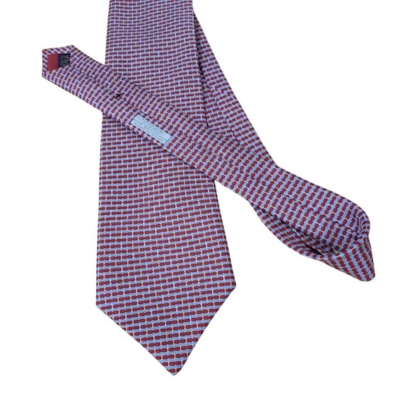 Sir Richel Mens Tie Red Blue Geometric‎ Pattern Silk Necktie Business Formal - Picture 8 of 8